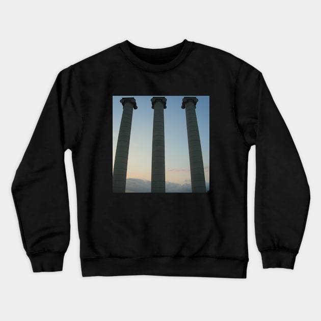 View from the Spanish mountain Spain sightseeing trip photography from city scape Barcelona Blanes Malgrat del Mar Santa Susuana Crewneck Sweatshirt by BoogieCreates